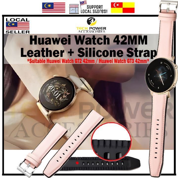 Huawei Watch GT3 42mm / Huawei Watch GT2 42mm - 20mm Leather + Silicone ...