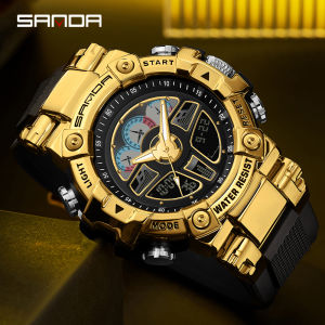 SANDA Top Brand Luxury Mens Fashion Military Sport Watches Trend Dual Display LED Display Waterproof Male Watch Clock
