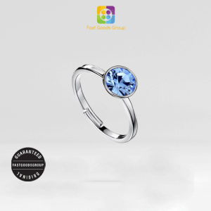 [Crystal from Swarovski] LUSH Solitaire Birthstone Ring-Light Sapphire [By FGG]