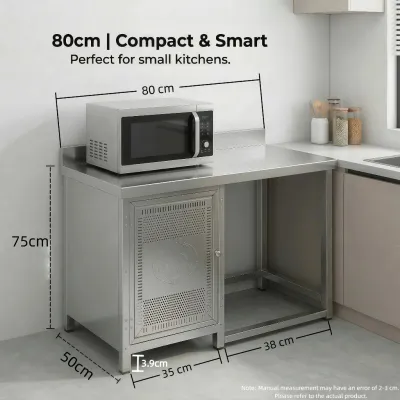 BMZAR Stainless Steel Sliding Door Workbench Operating Table Kitchen Household Combination Cabinet Floor-Standing Kitchen Storage Cabinets