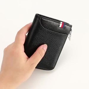 AE Fashionable new products rfid Mens genuine leather wallet short style cowhide card holder anti-theft drivers license wallet card case