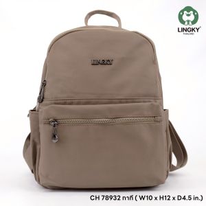 Lingky กระเป๋าเป้ ผ่าไนล่อนรุ่นใหม่อย่างดี น้ำหนักเบา ฐาน 10" สูง 12" มี 4 ซิป+2 ช่องด้านข้างและด้านมี 2 ซิป (CH-78932)