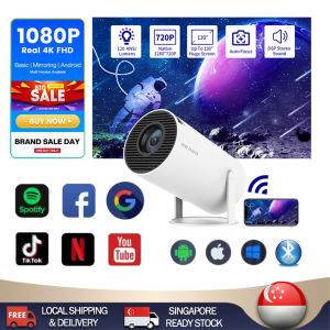 SG【READY STOCK】HY300 Mini Projector Android 11.0 Version 6000 lumens Support 4K Full HD 1080P 2.4G&5G WIFI Wireless Connection BT5.0 Video Projectors Home Cinema
