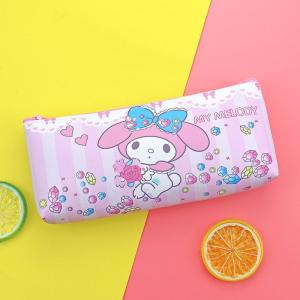 Cute Cartoon Sanrio Kuromi Cinnamoroll PU Leather Pencil Case For Girls Student Stationery Bag