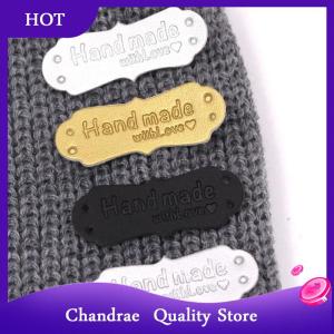 [Chandrae] 50Pcs PU Leather Tags Handmade With Love Labels Sewing Craft DIY Knittin Tags