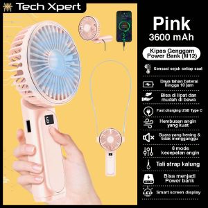 KIPAS ANGIN GENGGAM MINI PORTABLE USB M12 I KIPAS LIPAT / LEHER BISA UNTUK POWER BANK TAHAN LAMA