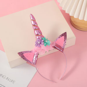 หมวกสวมหัวลายดอกไม้ยูนิคอร์นที่รัดผมรุ้งยูนิคอร์นเด็กผู้หญิงเด็กน้อย1ชิ้นชุดคอสเพลย์ผู้หญิงวันเกิดของเด็กทารก