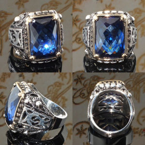 Talent Star Luxury Square Cubic Zircon Men Finger Ring Party Banquet Jewelry Decor Gift