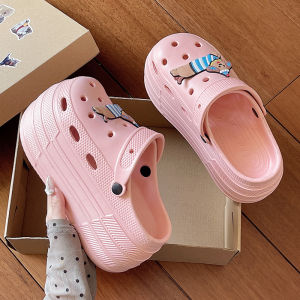 [Free Shipping] Summer beach outdoor wear 9cm high-heeled perforated shoes for women height-increasing wedding shoes thick-soled soft-soled closed-toe slippers for women