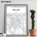 Màu đen và trắng Bản Đồ Thành phố thế giới New York Tokyo Paris Tranh Tường Vải Áp phích in tranh Kiểu Bắc Âu hình ảnh cho phòng khách. 