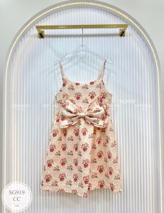 ML919 เดรสสายเดี่ยวโบว์ใหญ่น่ารักๆ เกาหลีเกาใจมากจ้า