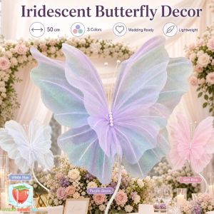 50cm Silk Yarn Artificial Butterfly 3D Outdoor Fake Butterfly Photography Props Wedding Decoration