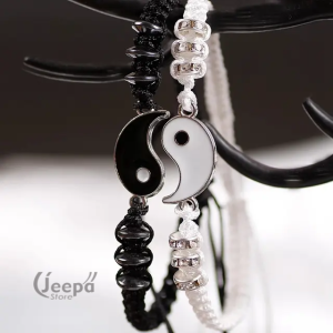 2 Pcs Gelang Couple Pasangan Yin Yang Hitam Putih | Gelang Pasangan Romantis
