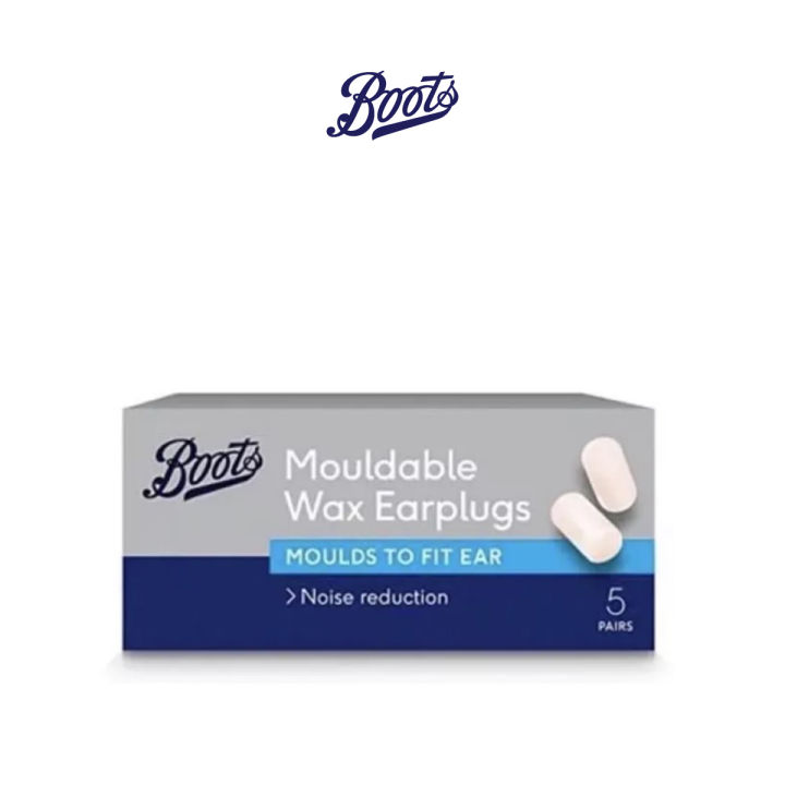 Boots Pharmaceuticals Muffles Wax Earplugs 5 Pairs บู๊ทส์ ฟาร์มาซูติคอลส์ ที่อุดหูแบบขี้ผึ้ง 5