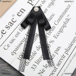 [COD] MINIFRIUT Women Vintage Black Lace Bow Tied Neck Tie Brooches For Shirt Collar Clothes Dropship Decoration