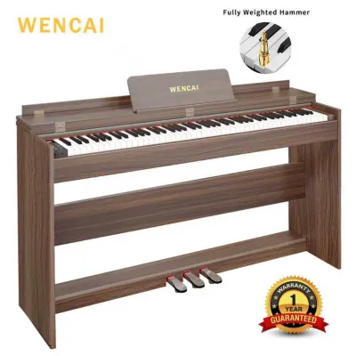 WENCAI Digital Piano 88 Keys Upright Fully Weighted Electric Pianos Wooden Classic 88 Keys Hammer ActionElectronic Piano Keyboard for BeginnerProfessionalTriple Pedal With Cover
