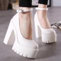 Pink Chunky Heeled Ankle Strap Pumps Sweet Platform Square Heel Woman High Heels Pumps Platform Shoes 2022 Spring Woman Shoes. 