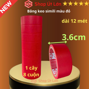 Băng keo simili màu đỏ rộng 3.6cm dài 12 mét lõi giấy 3mm 1 cây 8 cuộn giá tại xưởng
