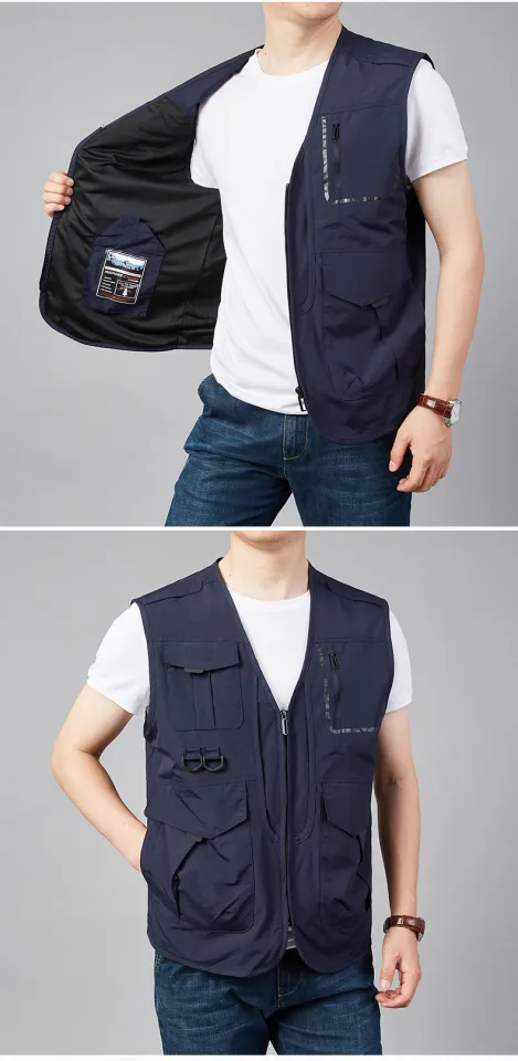 Men's Casual Outdoor Work Fishing Travel Photo Cargo Vest Jacket