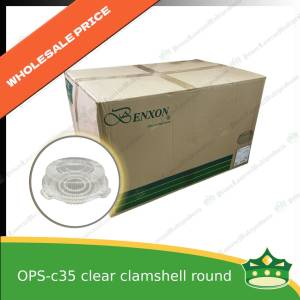 [1 case] clear clamshell OPS-c35 round OPS clearview food containers for any food products muffins cakes chiffon cupcakes salad fruit baked goods