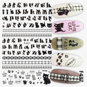 Sticker Dán Móng Tay Họa Tiết Bông Hoa Nhỏ Nhiều Màu /  Vòng Hoa Lá / Viền Hoa Văn / Chữ Cái / Mèo Đen / Hoa Trắng Đen /Nails sticker Series F – F434