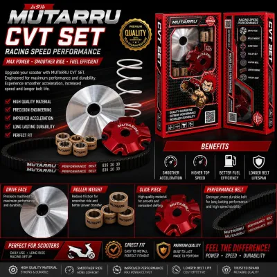 MUTARRU CVT SET Racing Pulley Kit Heavy Duty for NMAX Aerox Click Mio Beat PCX ADV