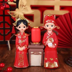 [Hàng sẵn] Tượng trang trí mô phỏng đám cưới của người Trung Quốc Cặp Đôi Mini Trang Trí.