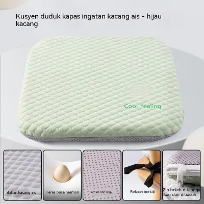 【Golden Trunk】Ergonomic Slow Rebound Memory Foam Cushion Ice Bean Cooling Seat Pad for Office Car Student Dining Chair