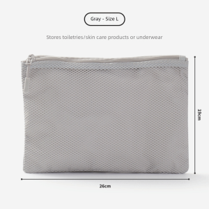 OKONOK Polyester Mesh Organizer Pouch Double Zipper Dual-Layer Makeup Bag Versatile Multi-size Cosmetics Pouch Travel