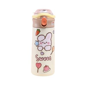 Bình đựng nước giữ nhiệt học sinh Inox 304 Cao Cấp dung tích 550ml Nắp Bật Chống Rò Rỉ Có Ống Hút - TẶNG STICKER 2D và 3D