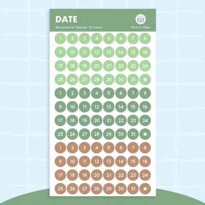 สติกเกอร์ DIY Calendar คุมโทนปฏิทิน สติ๊กเกอร์ วันที่ เดือน ตัวเลข แต่งแพลนเนอร์ Planner Stickers Index by mimisplan