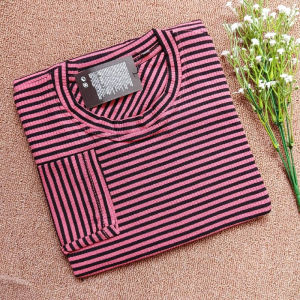 Kaos Garis Lengan Panjang Inner Basictee Stripe Premium // Rib Rajut Katun Wafer LD 98-100 Part 1