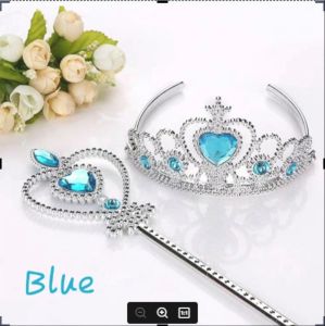 4pcs/set FROzen Princess Wand and Crown Set Elsa Anna Wig and Gloves Set Dress Up Accessories