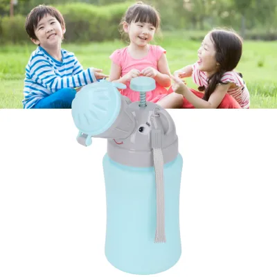 Fabater Children Portable Urinal Cup Leakproof Button Design Silicone PP Material Pee Training Cup Children Portable Potty with Ergonomic Grip for Baby Toddlers Emergency Use (Blue for Boy)