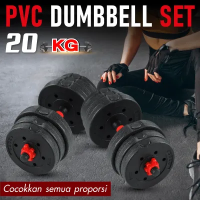 HTD Sport Dumbbell Set PVC 10 20 30 40 KG Set Alat Olahraga Fitness Angkat Besi