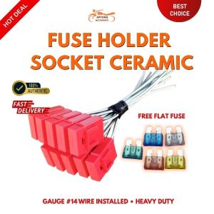 10 PCS. FUSE BOX HOLDER SOCKET CERAMIC W/ FREE FUSE HEAVY DUTY