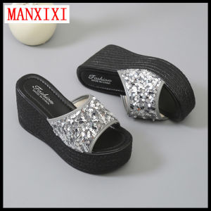 MANXIXI Women Fashion Wedge Sandals Beautiful Shipping 3.54 Inches High Heels (Size 34-43)