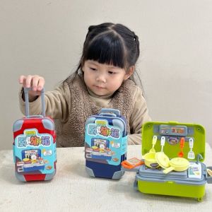 LIUJIR Bộ dụng cụ nấu ăn Vali đồ chơi nhà bếp Bộ đồ ăn Mô phỏng Nhà vui chơi cho trẻ em Quà sinh nhật Hộp nhỏ Bộ đồ chơi giả vờ Bé trai bé gái