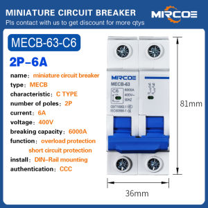 MIRCOE MECB NEW miniature circuit breaker 6A / 10A / 16A / 20A / 32A / 40A / 50A / 63A 1 POLE / 2 POLES /3 POLES 50HZ/60HZ AC Din rail type Air Switch 100% Authentic