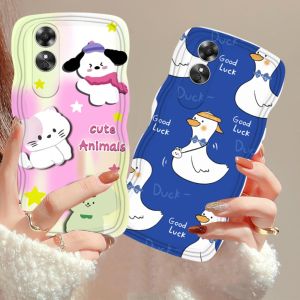 (Lokal Ready) Xinyu Casing hp OPPO A17 A17k OPPO A16 A16K A16e A57 4G A54s A77s A15 A15S A12 A5S A54 A7 A95 A3S A11k A53 A33 A31 2020 A52 A92 F9 A76 A9 2020 Semoga beruntung Binatang Manis Kucing dan Anjing Kasus Lembut Pinggir Gelombang Softcase
