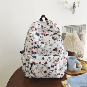 YOOXI กระเป๋านักเรียนตัวอักษรพิมพ์เทรนด์ใหม่สำหรับสาวแฟชั่นกระเป๋าเป้สะพายหลังกระเป๋าเป้สะพายหลังแบบเรียบง่ายและเต็มรูปแบบ