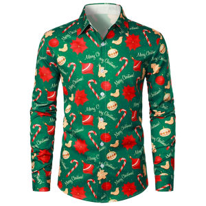 ZEEMIN 2025 Christmas Shirts Santa Claus Print Shirts For Men Festival Casual Mens Shirt Autumn Long Sleeve Tops Oversize Men Clothing