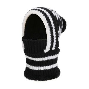 BLACKON Lớp lót bằng vải nỉ. Mũ trùm đầu dệt kim Vải Jacquard họa tiết bông tuyết Bảo vệ tai. Khẩu trang giữ ấm Khăn giữ ấm cổ chống tuyết Mềm mại Mũ len kèm khăn quàng cổ Các hoạt động ngoài trời.