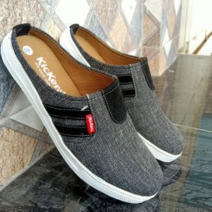 Sandal Sendal Slop Selop Slip On Pria Desin Kickres Kanvas Model ADS / Sepatu Sandal Casual Pria / Sandal Selop Pria Trendy Terlaris