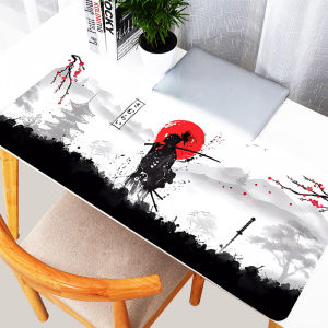 Mouse Pad Anime Samurai Warrior Rubber Mousepad PC Soft Desktop Mouse Mat Red Moon Keyboard Rug Laptop Black And White Table Mat2026