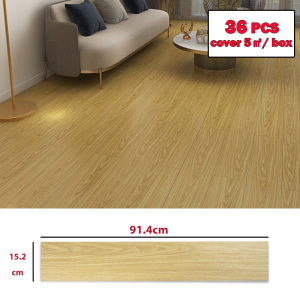 REAIM Vinyl Flooring 1.5mm Thick Waterproof Self Adhesive Wood Feel Floor 5㎡ / 36pcs Tampal Vinyl Lantai