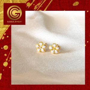 GGOLD ต่างหูทอง96.5%แท้ 1.0 กรัม ลาย 00244-ลงยา (ฟรี แป้นต่างหูพลาสติก) [G-00556] ผ่อน LazPayLater ได้