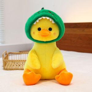 BLESSFUL PP Cotton Dinosaur Hood Duck Plush Toys Soft Ornament Rabbit Hood Duck Stuffed Doll Sleeping Mate Toy Kawaii Bear Hood Duck Appease Doll Children Gift