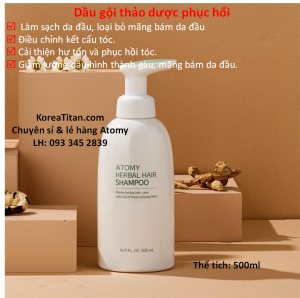 Dầu gội Thảo Dược đông y chiết xuất nhân sâm Hàn Quốc làm sạch da đầu nuôi dưỡng chân tóc và ngăn rụng tóc 500ml - Atomy Herbal Hair Shampoo - 애터미 한방 헤어 샴푸 - Атоми Хербал Шампунь