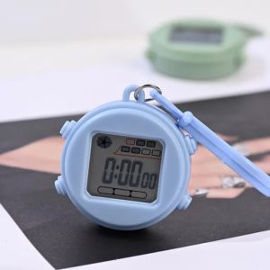 Creative Mini Digital Electronic Watch Student Exam Running Sports Stopwatch Keychain Round Dial